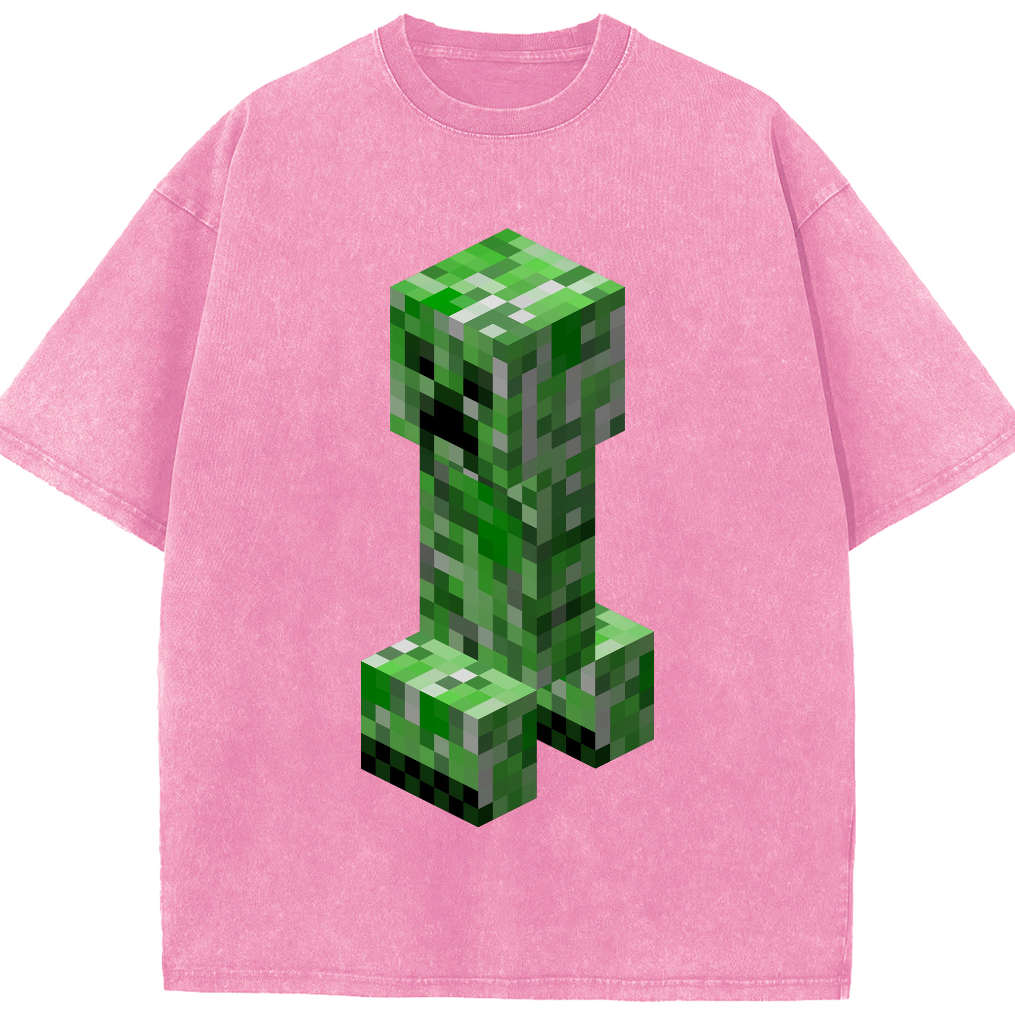 （画像用） マインクラフト ブロックの世界 Minecraft MC Block world 綿100% ヴィンテージ風 半袖Tシャツ（フロントプリント）
